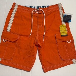 Nautica Men's Orange Swim Trunks with Pockets